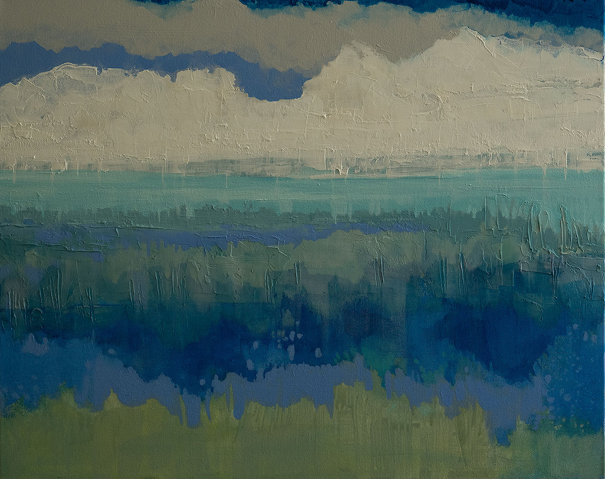 Marsh Storm - Moulding Paste and Acrylic on Canvas - 24" x 30"