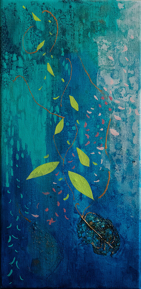 Flower Panel 2- Acrylic on Canvas - 6" x 12" - Sold