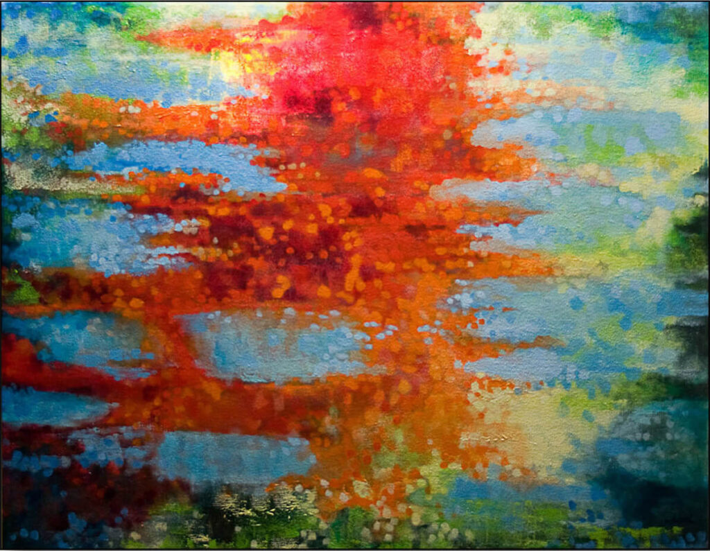 Reflections on an Autumn Pond - Acrylic on Canvas - 36" x 46" - Sold