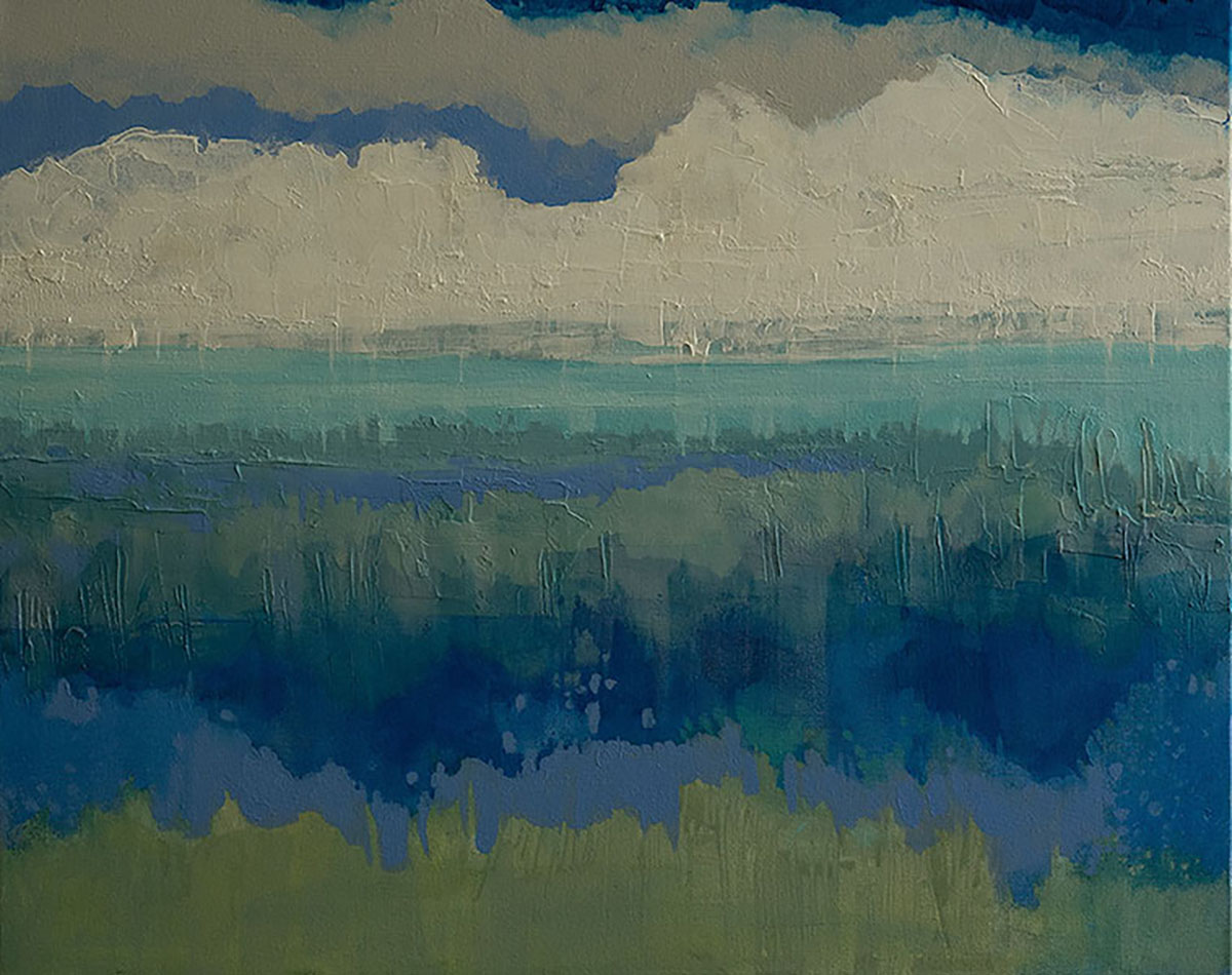 Marsh Storm - Moulding Paste and Acrylic on Canvas - 24" x 30"